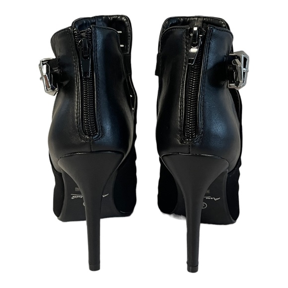 Anne Michelle Momentum 99 Black Faux Leather Pointed Toe Vented Upper Bootie 7.5 - Picture 8 of 13